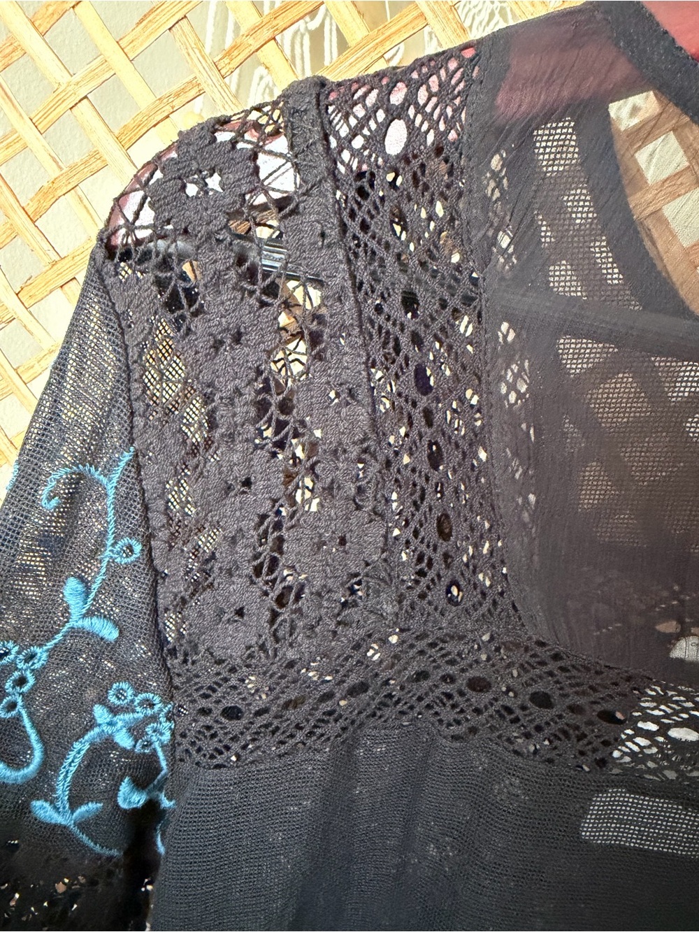 Free People Long Black Tunic Sweet Sunny Days Embroidered Top - Picture 6 of 16